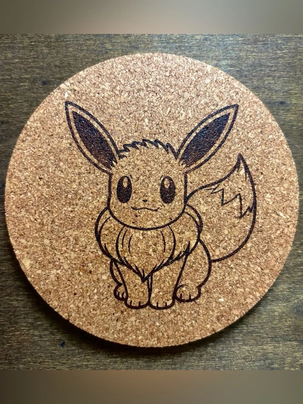 Pokemon Eevee Laser Engraved Cork Coaster
